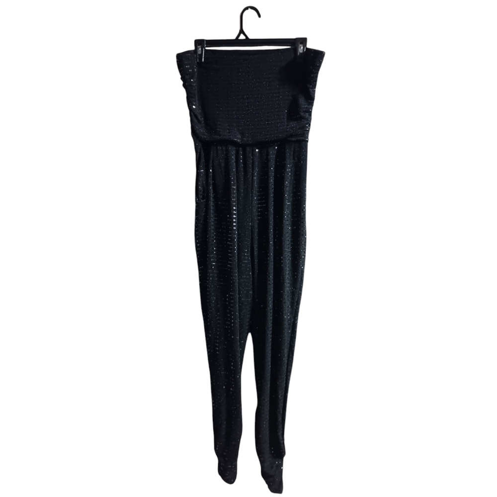 Venus Sequined Strapless Jumpsuit Functional Pockets Jogger-Type Ankle Cuffs